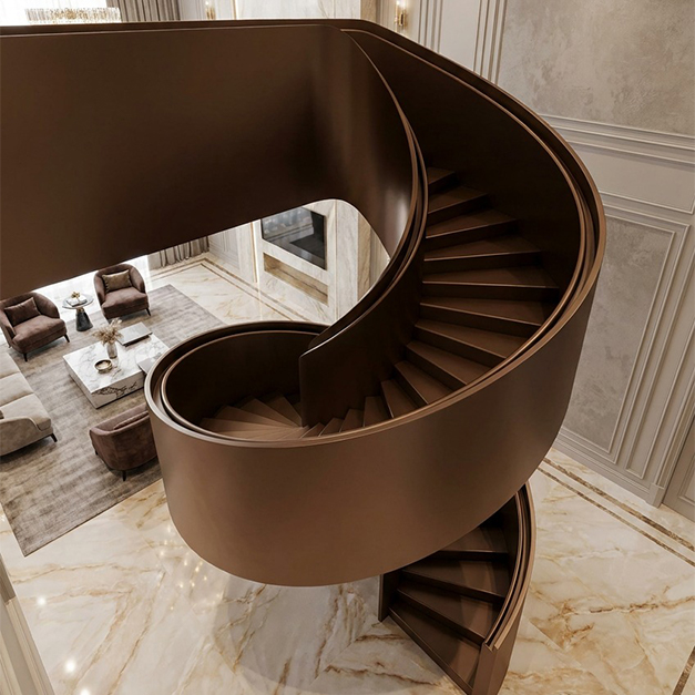 Escalier hélicoïdal sur mesure dans une villa contemporaine à Casablanca